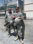 Senior Master Sgt. Deanna Criswell poses for a photo in the CENTCOM area of operations. She is the first female fire chief in the Air National Guard, and she is currently deployed as the Air Force's forward functional fire manager.