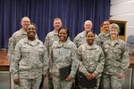 Delaware Leadership Academy, Class of 2015. Front Row: Chief Master Sgt. Robbin Moore, Sgt. 1st Class Camela Williams, Staff Sgt. Kathy-ann Jackson, and Tech. Sgt. Gerilynn Norris. Back Row: Command Sgt. Maj. Robert Miller, Lt. Col. Robert Sullivan, Chief Warrant Officer 4 Michael Patterson, and Master Sgt. Andrew Vierzba. 