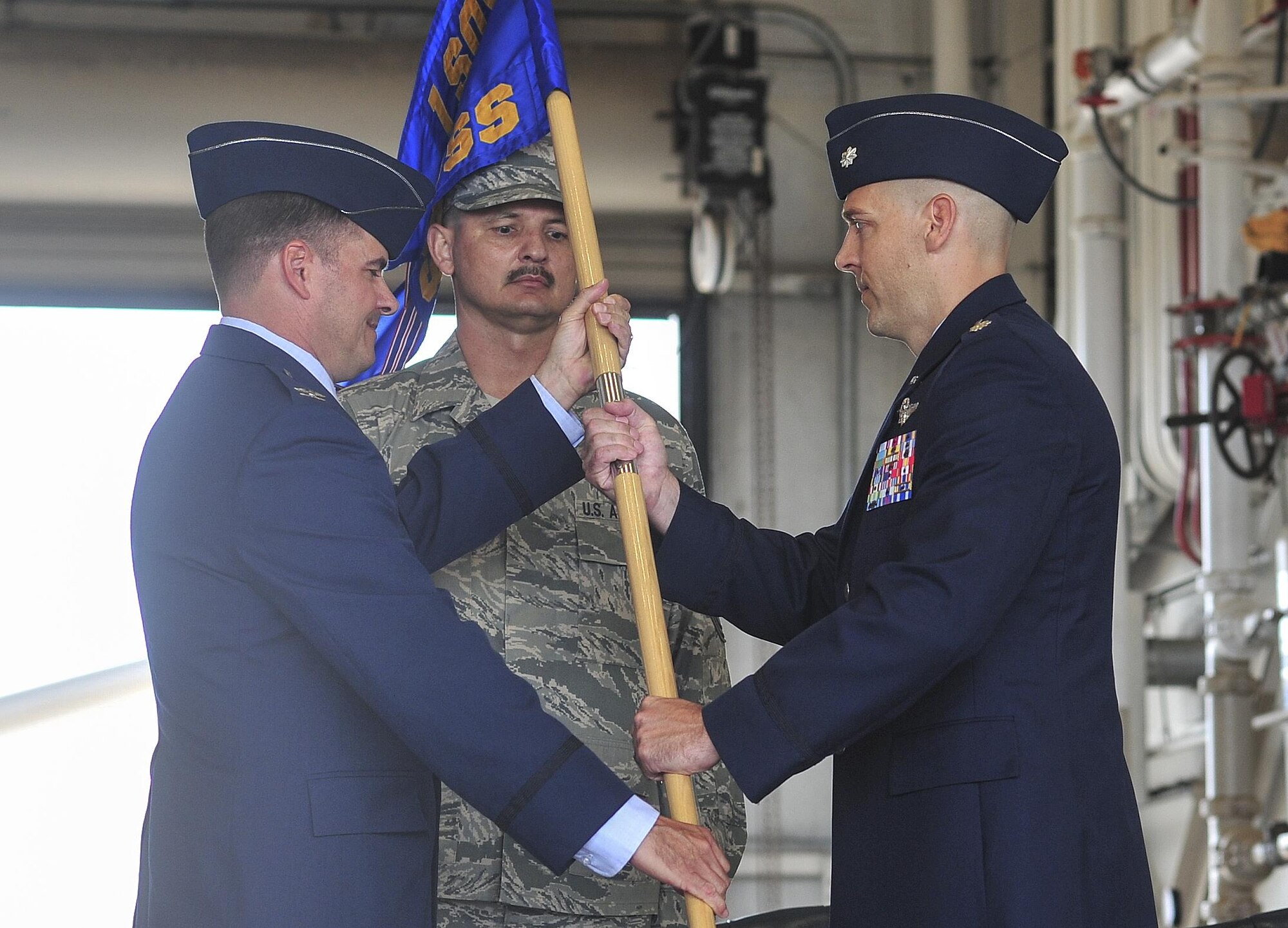 Lt. Col. Michael Thomas, 1st Special Operations Support Squadron commander, takes command of the 1st SOSS at Hurlburt Field, Fla., April 10, 2015. The 1st SOSS accomplishes global special operations tasking's as a member of the Air Force component of United States Special Operations Command. (U.S. Air Force photo/Airman 1st Class Jeff Parkinson)