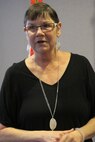 Jewel Nelson, U.S. Army Engineering and Support Center, Huntsville makes closing remarks during farewell April 17.