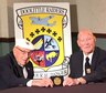 DAYTON, Ohio -- Doolittle Tokyo Raiders Lt. Col. Richard Cole, co-pilot of Crew No. 1, and Staff Sgt. David Thatcher, engineer-gunner of Crew No. 7, see their Congressional Gold Medal for the first time on April 17, 2015. During a ceremony on April 18 at the museum, the medal will be presented to the museum for inclusion in the Doolittle Raid exhibit. (U.S. Air Force photo)