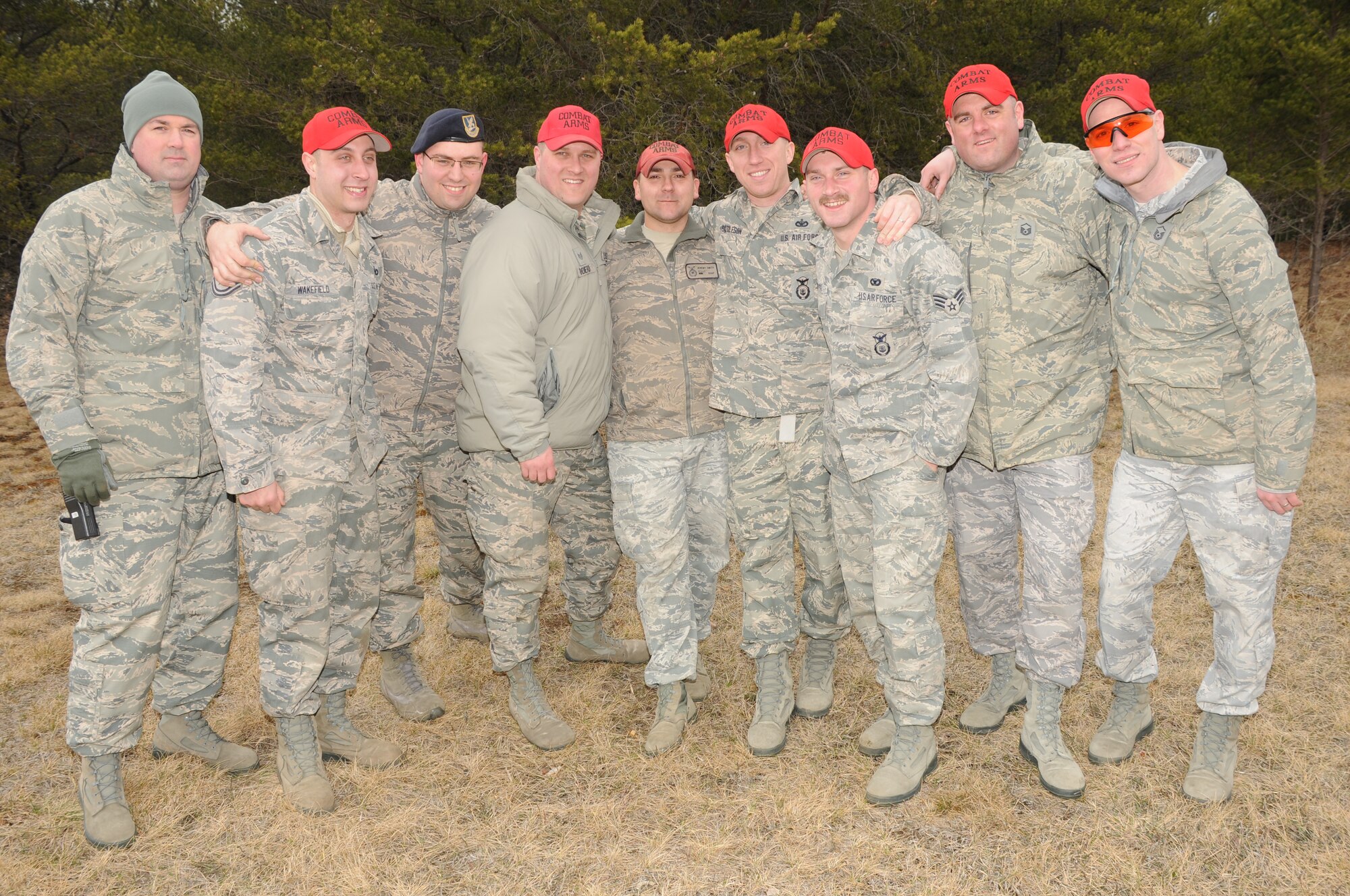 914th Security Forces Squadron Combat Arms Training and Maintenance instructors pose for a picture at Canadian Forces Base Borden, ON, Canada on April 10, 2015. The 914 SFS traveled to CFB Borden for heavy weapons training. (U.S. Air Force photo by Staff Sgt. Matthew Burke)