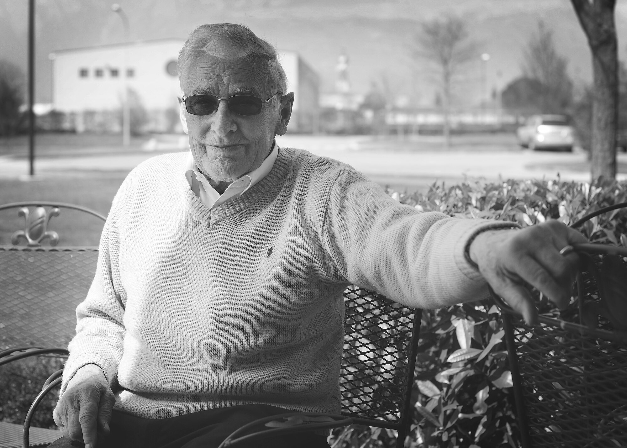 Eliseo Moro, a holocaust survivor, spoke with Airmen April 13, 2015, at Aviano Air Base, Italy as part of Holocaust Remembrance week. Moro was captured in 1945 in his hometown of Pordenone, Italy.  As a young partisan opposing Nazi movement, Moro fought in the Fruilian Dolomites defending his town from being taken by the German Nazi’s. (U.S. Air Force photo illustration by Staff Sgt. Evelyn Chavez/Released)