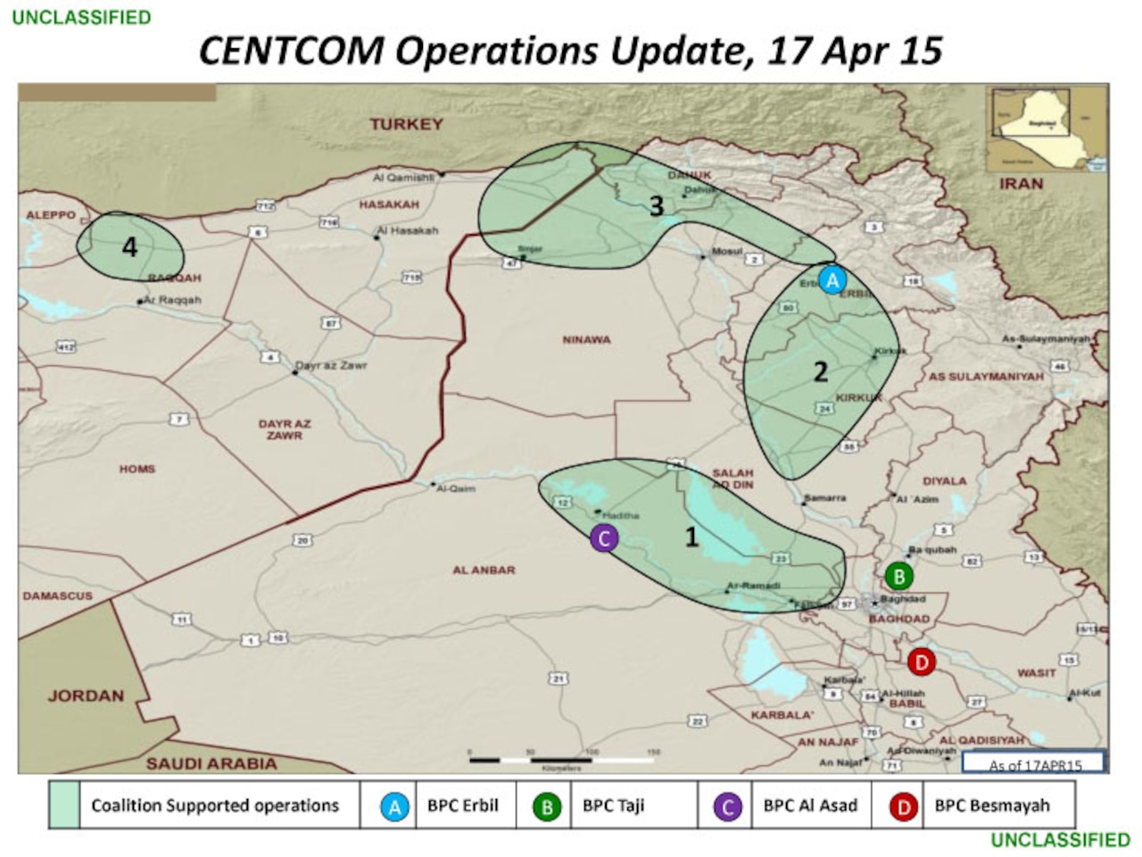 U.S. Central Command map of anti-Islamic State of Iraq and the Levant operations. Courtesy graphic from U.S. Central Command