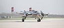 B-25 “Panchito,” owned by Larry Kelley and Lorie Thomsen, arrives at Wright-Patterson AFB following a ceremonial flight with the Doolittle Raiders Congressional Gold Medal on board. (U.S. Air Force photo by Will Haas)