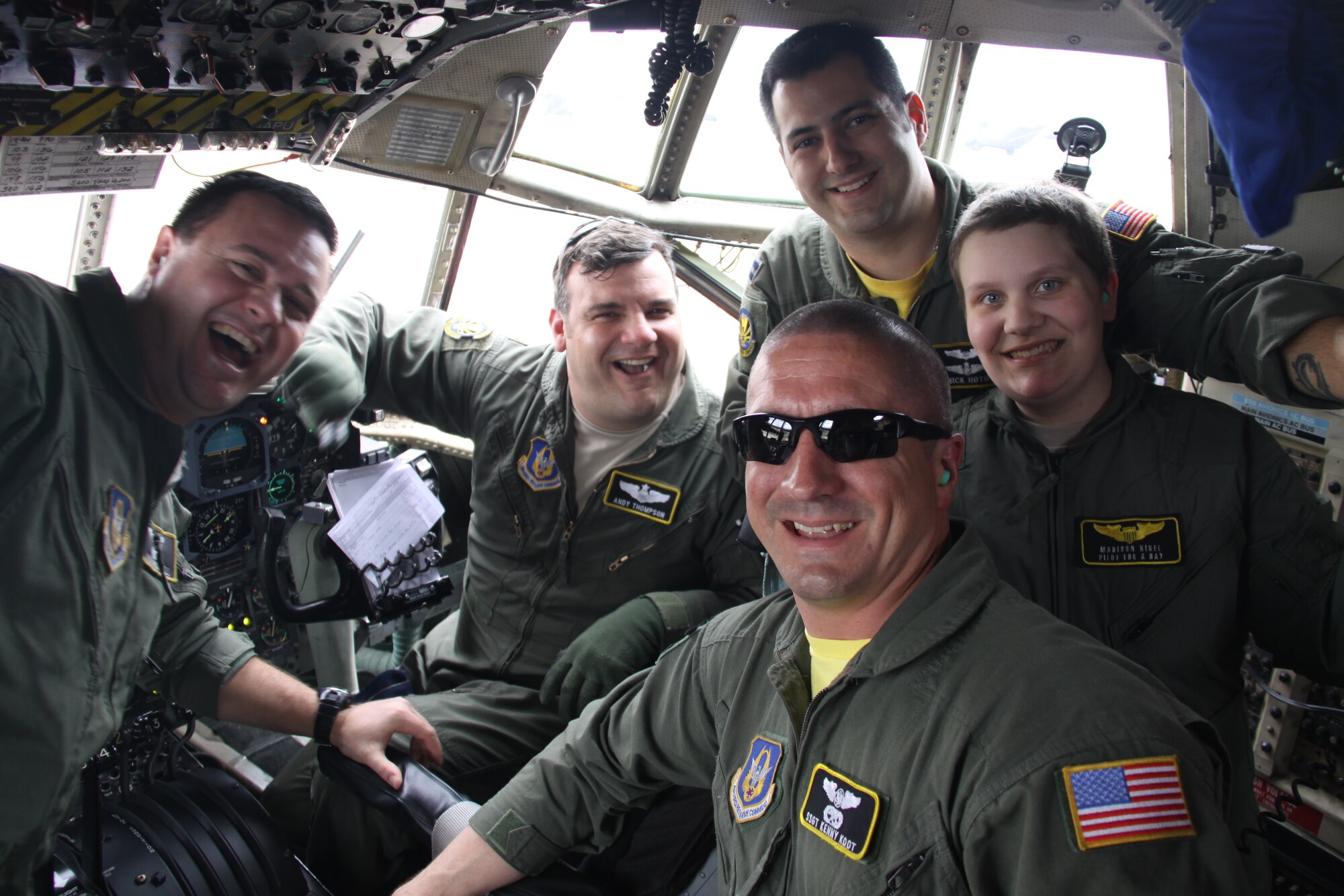 Madison Kikel of Latrobe, Pa., visited the 911th Airlift Wing April 17, 2015. During her visit, she was honored as a "Pilot for a Day" and made an honorary Second Lieutenant and honorary Navy Lieutenant. Kikel was diagnosed with cancer in April of 2014; Kikel and her parents are part of the significant local support for the 911th AW. (U.S. Air Force photo by Master Sgt. Mark Winklosky)