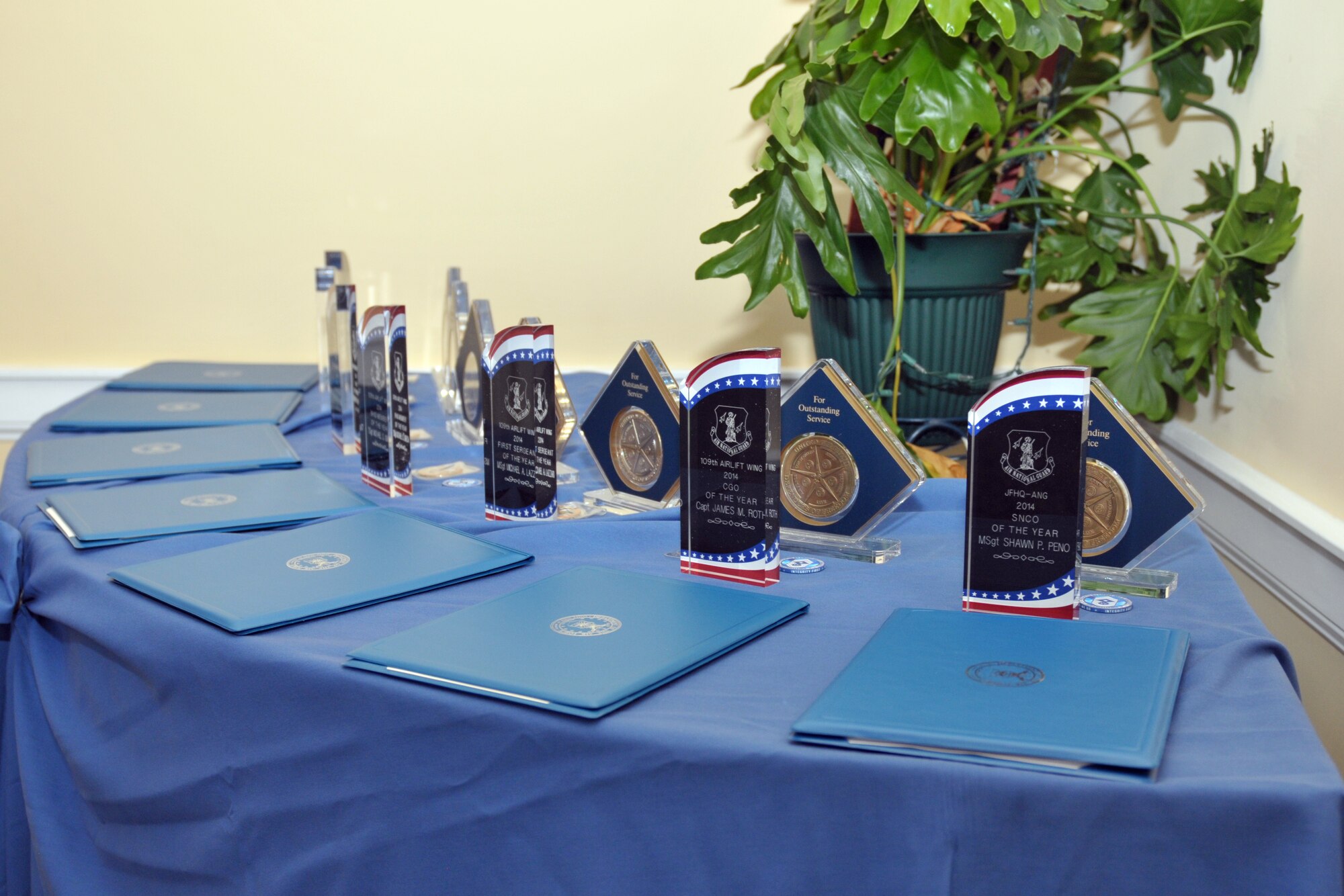 The 109th Airlift Wing 2014 Airmen of the Year were honored during the fourth annual Airman of the Year dinner at the Water's Edge Lighthouse on April 18, 2015, hosted by the 109th AW First Six Council. (U.S. Air National Guard photo by Staff Sgt. Benjamin German/Released)