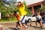 Pvt. Daniel Chambers, of Canton, Mississippi, conducts physical training during the Recruit Sustainment Program drill at the Raymond Road Readiness Center in Jackson. Chambers will go to Basic Combat Training this summer. 