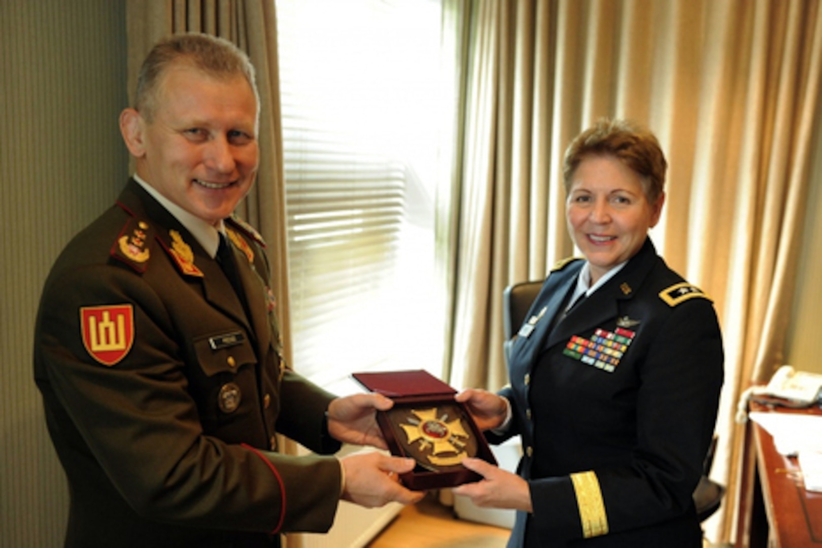 Army Maj. Gen. Jessica L. Wright, the adjutant general of the Pennsylvania National Guard, recently met with Maj. Gen. Arvydas Pocius, the Chief of Defence of Lithuania.
