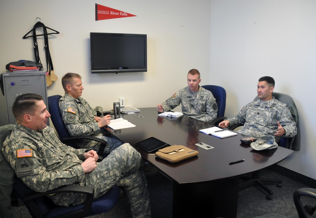 On March 5, 2015, St. Paul District staff met with the University of Wisconsin, Reserve Officer Training Corps cadre from Stout and River Falls, Wisconsin. The meeting brought together leadership from both organizations with the purpose to discuss future opportunities to build Total Army Partnerships and to further increase STEM outreach initiatives from the district. The meeting was a first of many that will address mentorship and STEM opportunities for ROTC cadets that express an interest in building a future with the Army Corps of Engineers.
