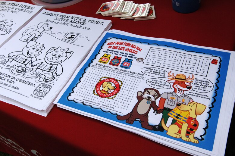 Bobber the Water Safety Dog coloring pages and games were popular items for kids at the U.S. Army Corps of Engineers Nashville District booth April 18, 2015 during the Nashville Earth Day Festival at Centennial Park.