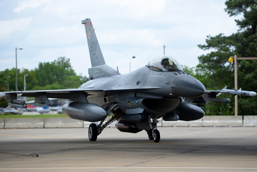 A U.S. Air Force Airman assigned to the 20th Fighter Wing returns from a deployment at Shaw Air Force Base, S.C., April 20, 2015. Approximately 200 Airmen deployed to the United States Central Command AOR for six month. (U.S. Air Force photo by Senior Airman Jonathan Bass/Released)