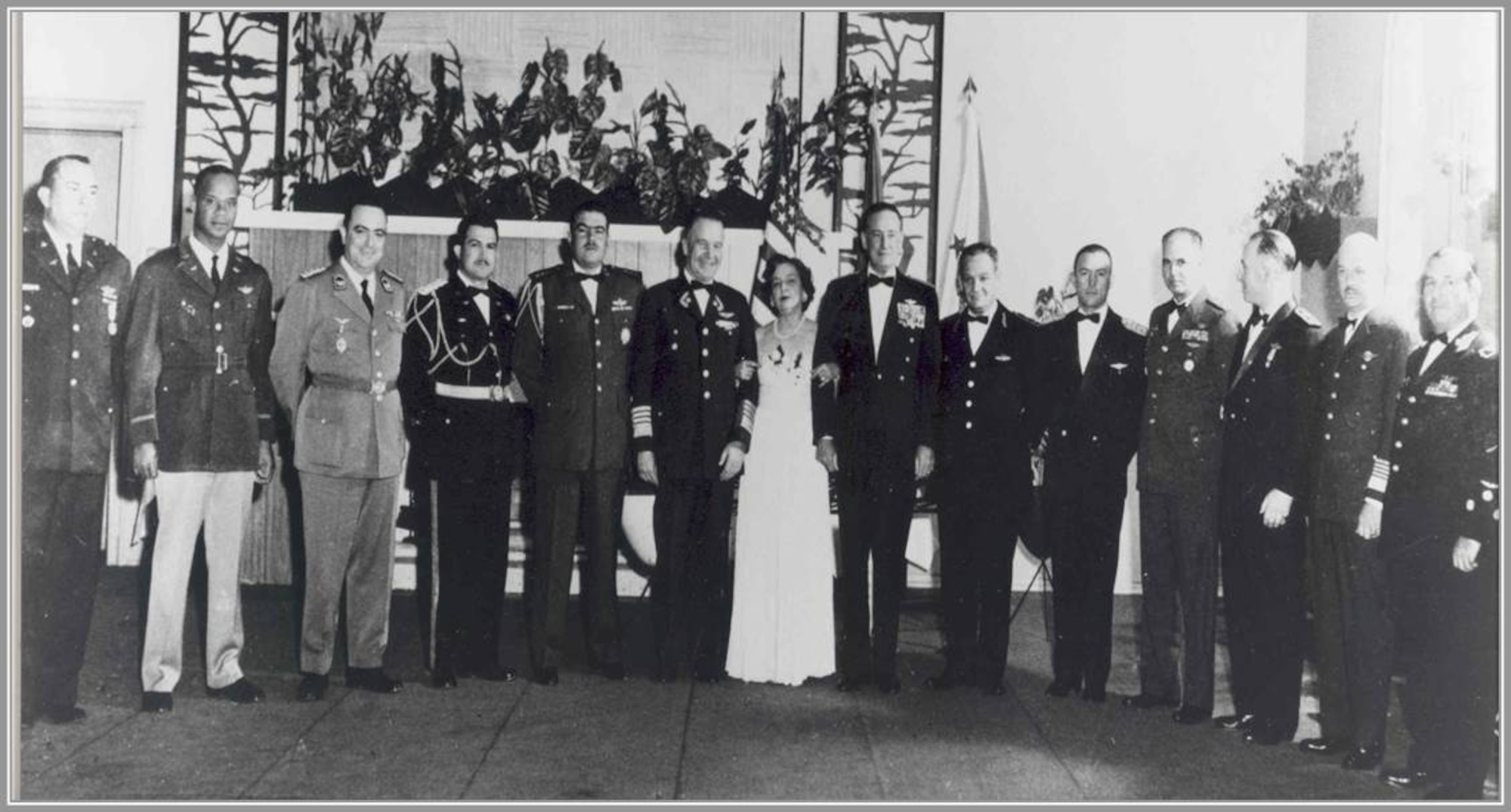 On April 16, 1961, US Air Force Chief of Staff Thomas D. White (7th from right) hosted a conference at Randolph Air Force Base, Texas. There the delegates proposed creating an organization that would help fortify the inter-institutional relations and planning of effective professional cooperation of the American Air Forces.  (Courtesy Photo)