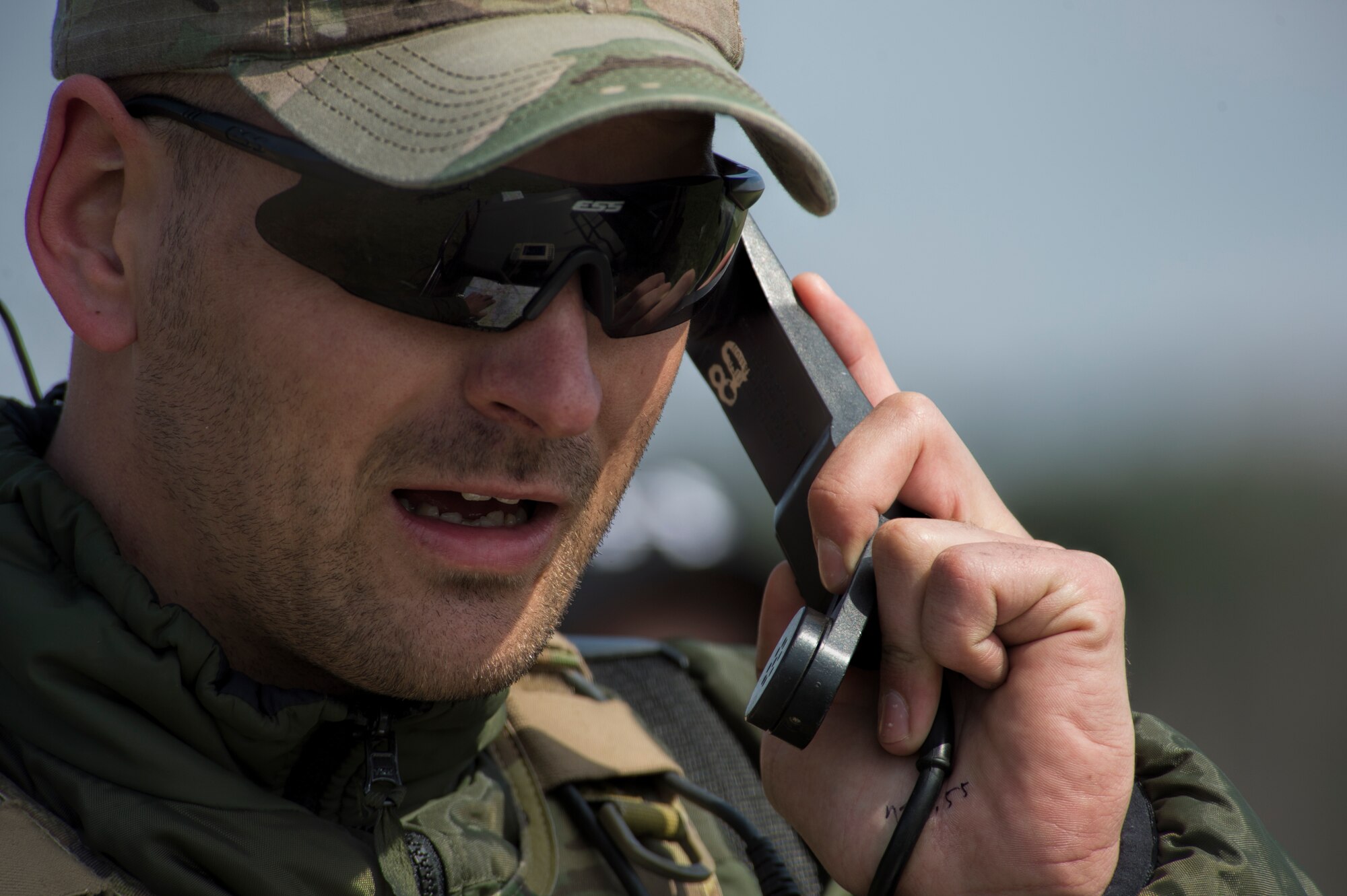 A Czech Republic air force joint terminal attack controller calls in coordinates for close air support to nearby patrolling U.S. Air Force A-10 Thunderbolt II attack aircraft assigned to the 354th Expeditionary Fighter Squadron during a theater security package deployment at Namest Air Base, Czech Republic, April 14, 2015. The U.S. Air Force’s forward presence in Europe allows cooperation among NATO allies and partners to develop and improve ready air forces capable of maintaining regional security. (U.S. Air Force photo by Staff Sgt. Christopher Ruano/Released)