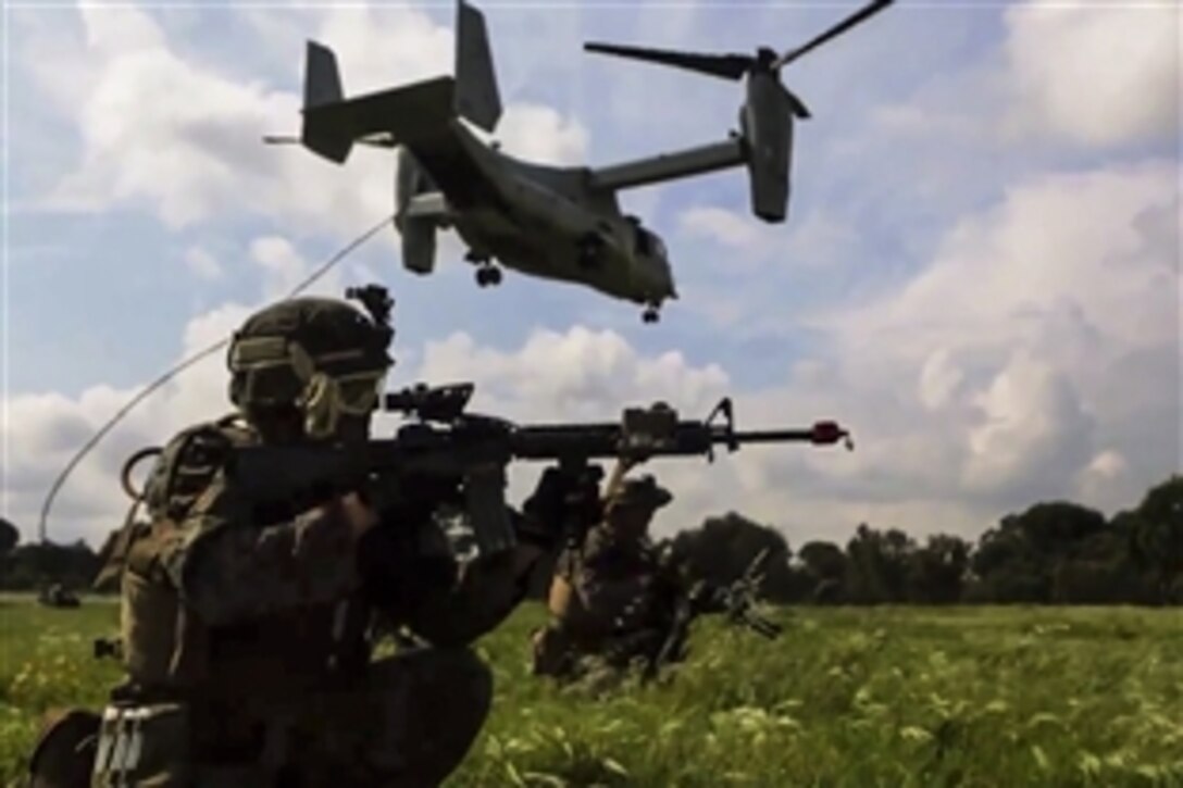 U.S. and Portuguese Marines execute an assault exercise near Lisbon, Portugal, April 10, 2015. The Marines are assigned to Special Purpose Marine Air-Ground Task Force Crisis Response Africa.