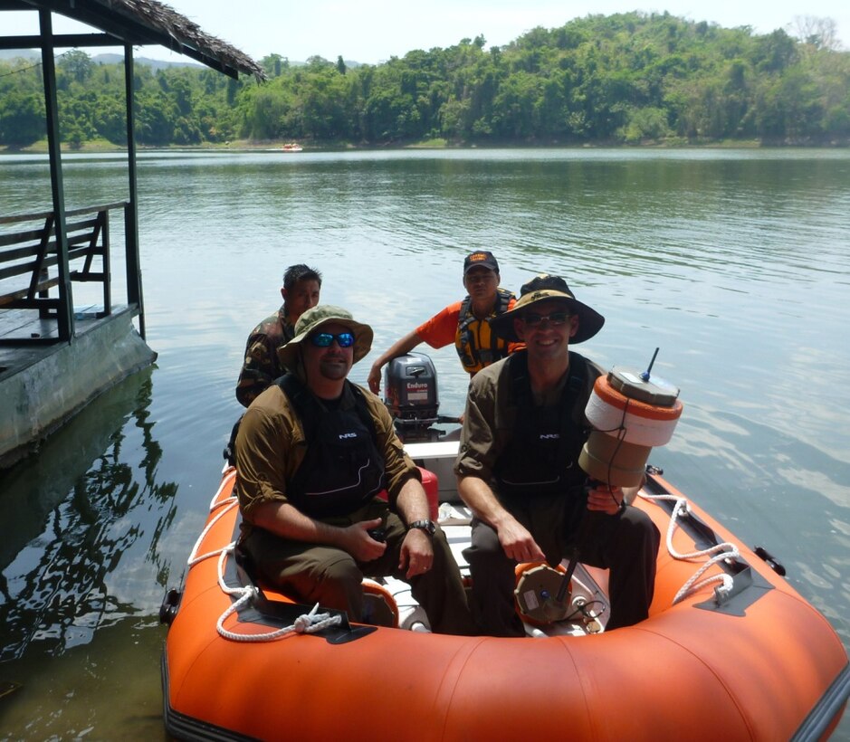 ERDC Geospatial Research Laboatory researchers prepare to deploy AQUAPATH.