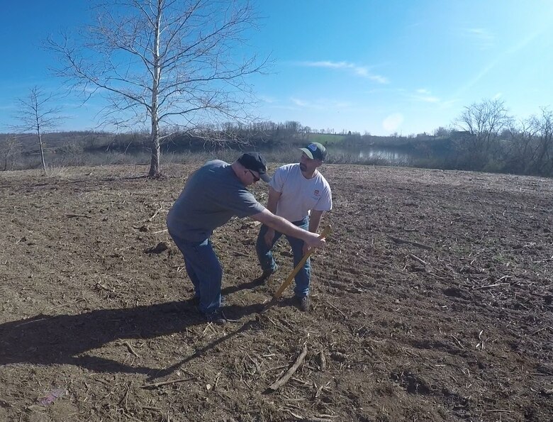 USACE Philadelphia District Chief of Operations Tony DePasquale (right) helped plant seedlings with Assistant Chief of Operations Mike Landis during Take Pride in Blue Marsh Day in April of 2015. 400 volunteers took part in the annual tradition which encourages the public and organizations to get involved in the stewardship of public lands, waters and parks.