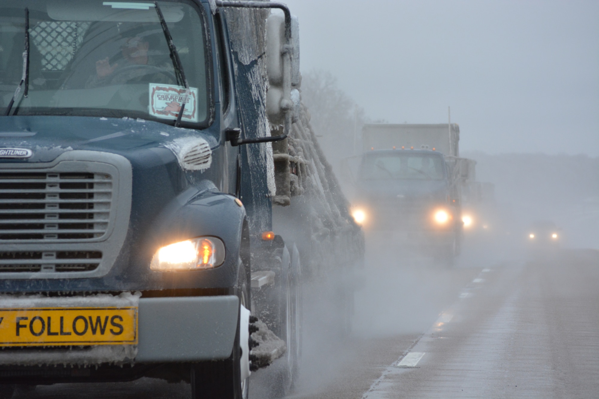 One of the 8 vehicles that had to navigate the one of the worst storms to hit the East Coast during a 4,680 mile, round-trip from Warfield Air National Guard Base in Baltimore to Tucson, setting the record for a state-side convoy among any active duty or reserve units in the U.S. Air Force. (U.S. Air National Guard photo by Staff Sgt. Chenelle Williams/RELEASED) 