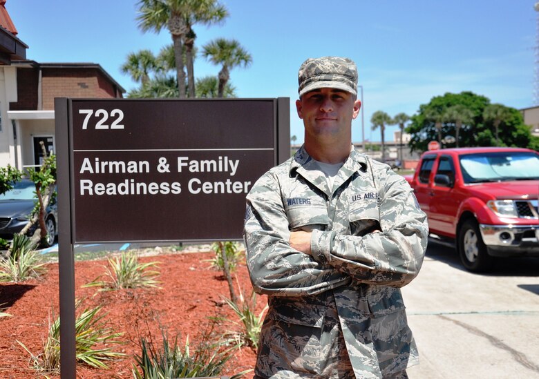Staff Sgt. Kevin Waters, 45th Civil Engineer fuels and water maintenance technician, is a benefactor of one of the Air Force Aid Society’s emergency assistance grants. In 2014, after applying through the Patrick Air Force Base’s Airman and Family Readiness Center, AF Aid Society funded his travel, food and lodging expenses to Texas when his mother-in-law passed away unexpectedly. (U.S. Air Force photo/1st Lt. Alicia Wallace) (Released)