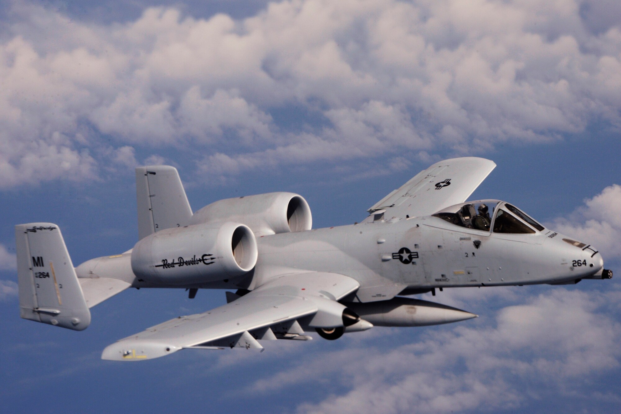 150411-Z-EZ686-224 -- A-10 Thunderbolt II aircraft from Selfridge Air National Guard Base seen in flight while deploying to Southwest Asia earlier in April. The aircraft are flown by the 107th Fighter Squadron at Selfridge. (U.S. Air National Guard photo by Master Sgt. David Kujawa)

