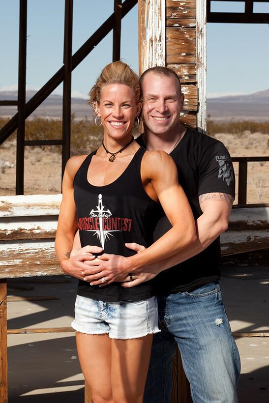 Mr. and Mrs. Russell Garcia pose for a couples' portrait. 
