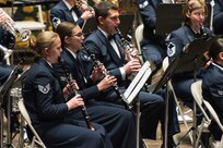 U.S. Air Force Band of the West Concert Band clarinet players perform Fiesta classics during the annual Fiesta in Blue concert April 21 at Trinity University’s Laurie Auditorium in San Antonio, Texas. The Air Force’s Band of the West is headquartered at Joint Base San Antonio-Lackland and the band has been a part of Fiesta San Antonio events for more than 20 years.  The objective of the Air Force Bands program is to inspire patriotism and encourage young men and women to serve in the Air Force and other branches of the military.  The Air Force Bands Program is a family of 10 active-duty Air Force bands and five Air National Guard bands. Each band operates within its own geographic area of responsibility representing America's Airmen to a global audience. (U.S. Air Force photo by Airman 1st Class Stormy Archer/released)