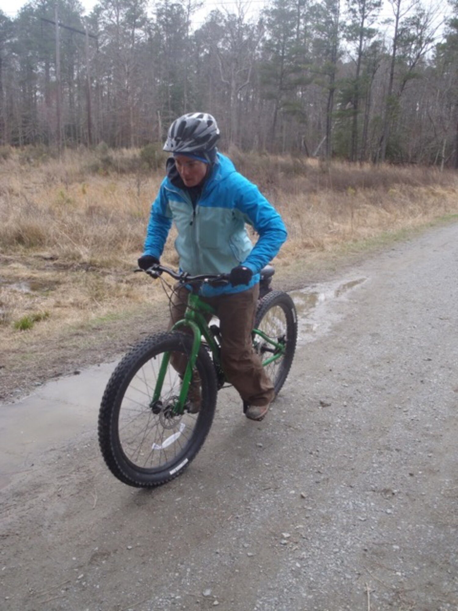 U.S. Air Force Capt. Christianne Clifford, 633rd Medical Group emergency room doctor, participates in the mountain bike portion of the Medical Wilderness Adventure Race, in Newport News, Va., March 28. Clifford’s team placed third, with a total time of six hours and 15 minutes. (Courtesy photo)