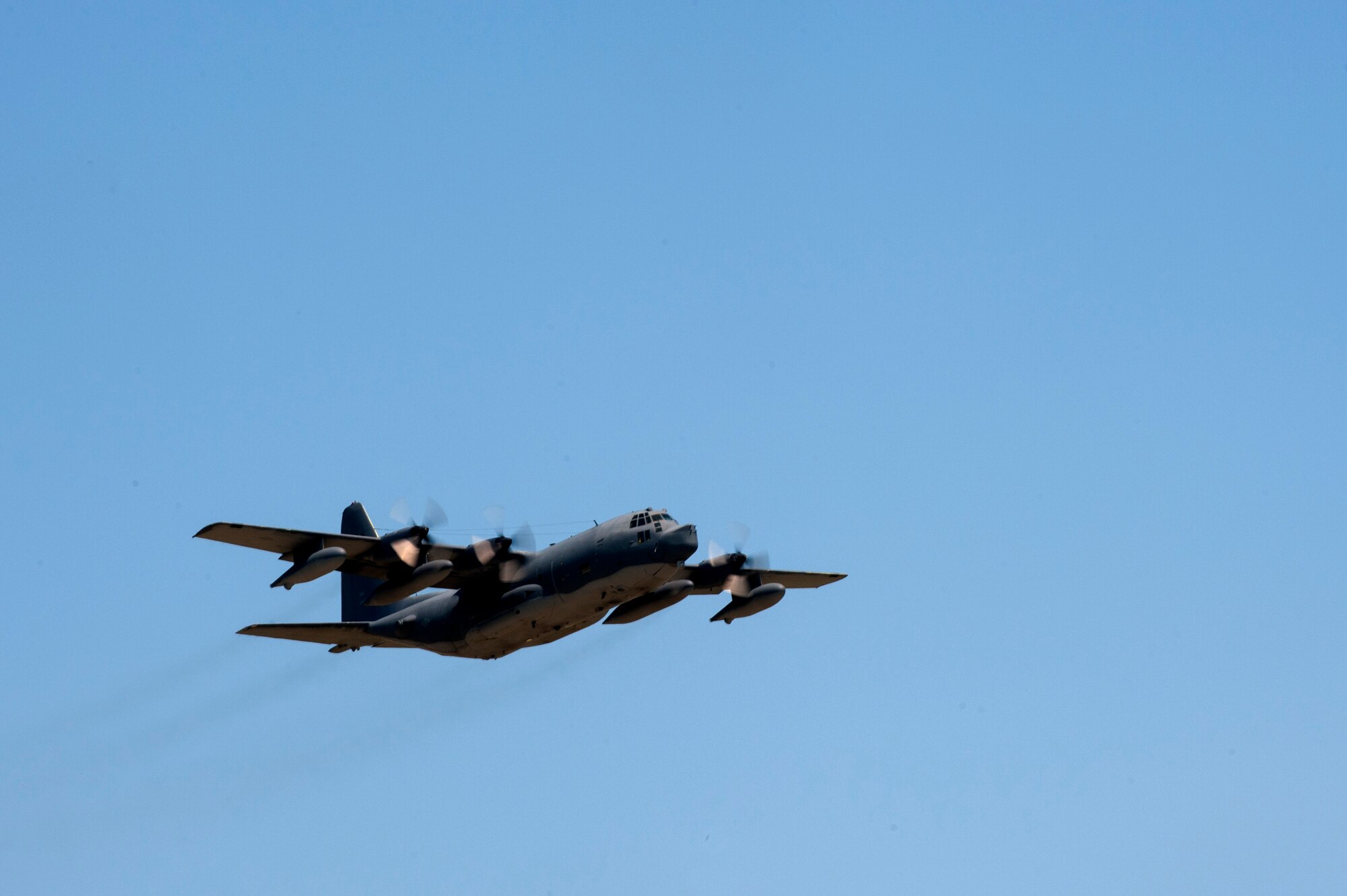 One of the last two MC-130Ps in the Pacific takes off from Kadena Air Base, Japan, and begins its journey to retirement at the aircraft boneyard at Davis-Monthan Air Force Base, Ariz., April 15, 2015. From providing helicopter air-to-air refueling to conducting long-range support of Special Operations Forces, the MC-130P Combat Shadow has provided a critical service to the U.S. military for nearly 50 years. (U.S. Air Force photo by Airman 1st Class Stephen G. Eigel)