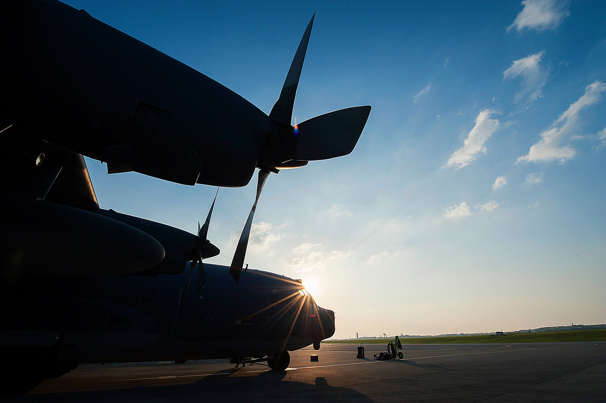 An MC-130P Combat Shadow awaits its final checks on Kadena Air Base, Japan, before departing for the aircraft boneyard at Davis-Monthan Air Force Base, Ariz., April 15, 2015.  The 17th Special Operations Squadron sent off the final two MC-130P Combat Shadows in the Pacific Air Forces to retire after nearly 50 years of service. (U.S. Air Force photo by Airman 1st Class Stephen G. Eigel)