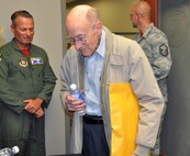 Former 1st Lt. Clayton A. Nattier, a veteran bomber pilot who was held as a prisoner of war during World War II, visited the Air Reserve Personnel Center to receive his POW Medal among various other medals, then took time to personally meet and thank the members on the recognition service team who assisted him April 17, 2015, on Buckley Air Force Base, Colo. Members from the ARPC recognition service team who assisted him are: retired Brig. Gen. Pat Quisenberry, evaluations branch chief, Jacqueline Bing, sustainment division chief, Master Sgt. Jeremy Bohn, pre-trained individual manpower division chief, and Master Sgt. Richard Grybos, NCO in charge of training and development. Nattier worked in conjunction with retired Lt. Col. Kathryn Wirkus, a constituent service representative from U.S. representative Ed Perlmutter’s staff, to attain his POW Medal. A formal presentation to award the POW Medal to Nattier is currently being planned by U.S. representative Ed Perlmutter’s office. (U.S. Air Force photo/Tech. Sgt. Rob Hazelett)