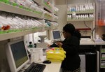 Deanna Moore, Joint Base San Antonio-Randolph pharmacy technician, fills prescriptions April 20 in the base exchange pharmacy. The Joint Base San Antonio-Randolph Exchange pharmacy is open from 8 a.m. to noon every Saturday for refill pickup and previously dropped off civilian paper prescriptions. No new prescriptions will be processed on Saturdays. For more information, call 652-4127. (U.S. Air Force photo by Airman 1st Class Alexandria Slade)
