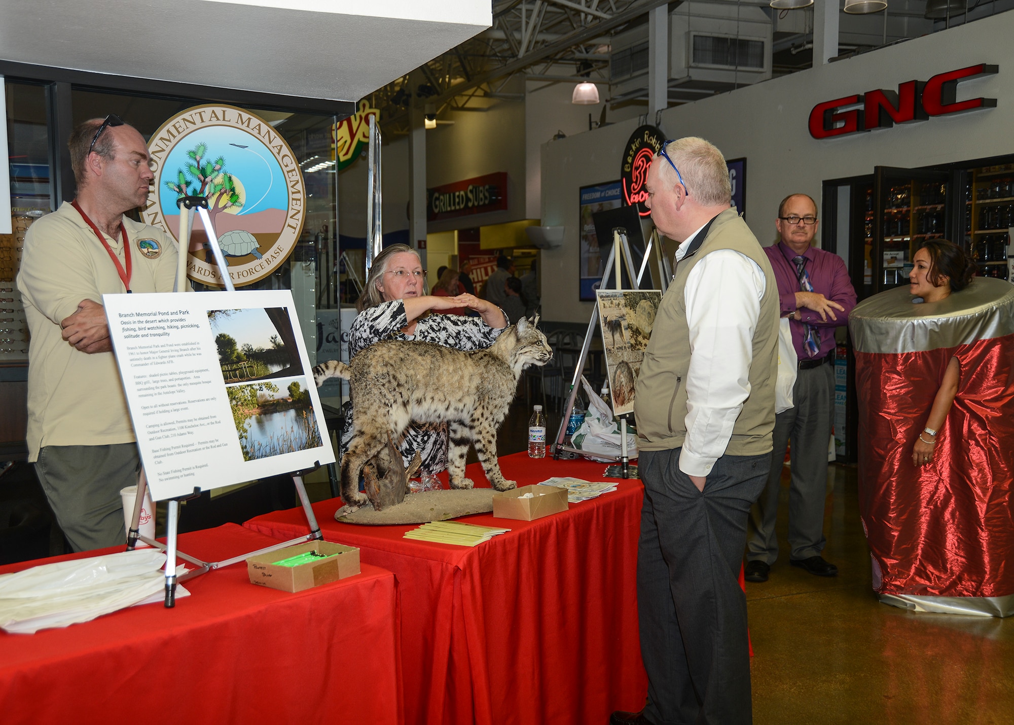 Members from Edwards AFB's Environmental Management office answered questions about the base environment and its animal inhabitants at the Base Exchange April 22 in honor of Earth Day. (U.S. Air Force photo by Rebecca Amber)