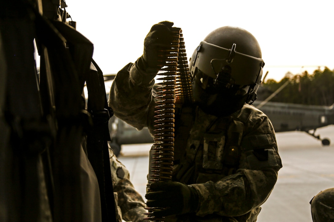 New Jersey Army National Guard helicopter crew chiefs assigned to the 1st  Battalion, 150th Aviation Regiment