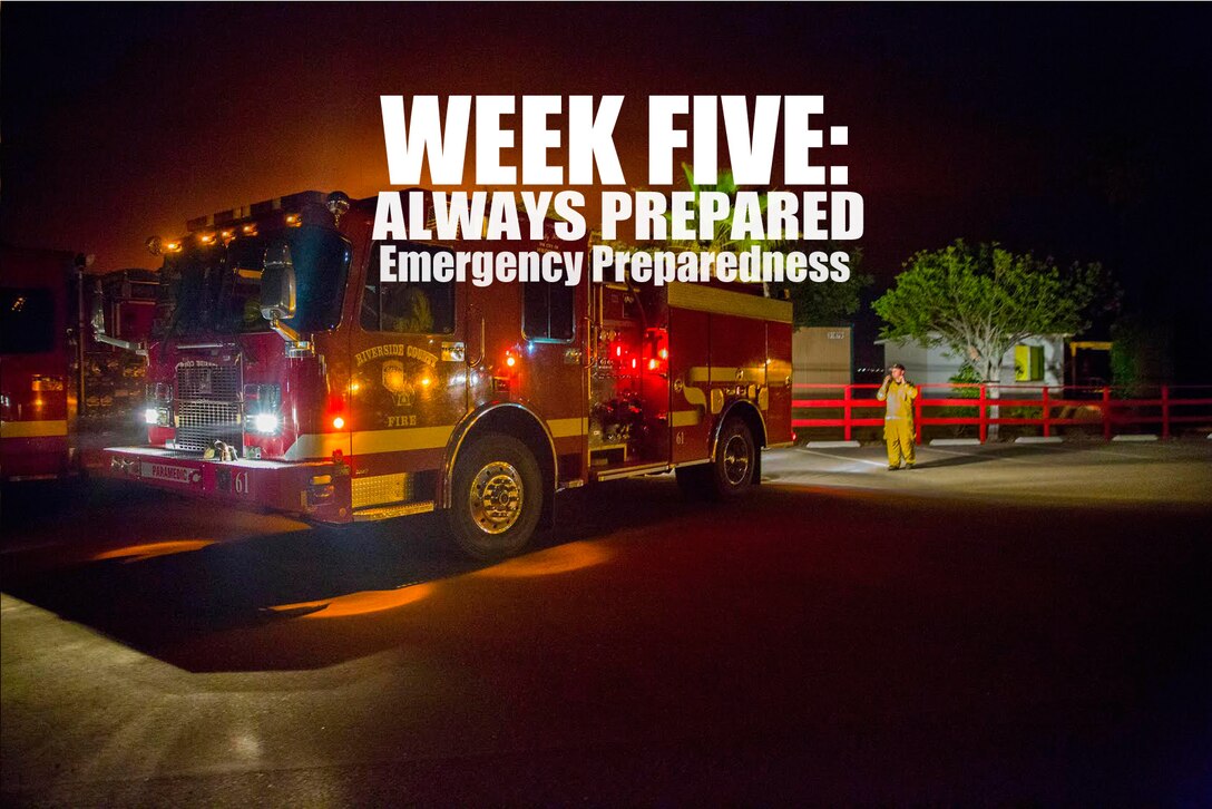 Fire season is approaching and residents aboard base should know about some emergency preparedness guidelines, from setting up communications and pre-evacuation checklists to signing up for an emergency alert notification system.

Camp Pendleton firefighters extinguish approximately 300 wildland fires on base annually. More than 24,062 acres of land burned last year, which is twice as much as in 2013, according to Robert Johnson, Deputy Chief for Fire Prevention at Camp Pendleton’s Security & Emergency Services Station. 
