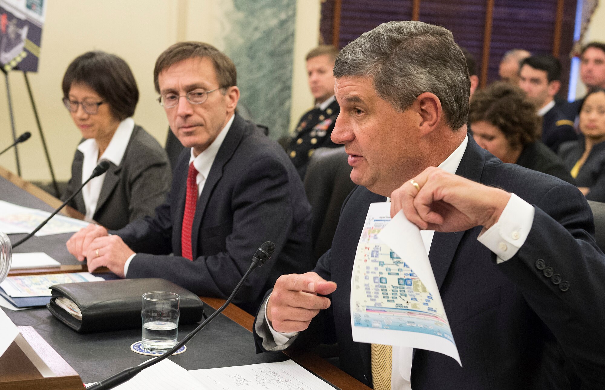 Dr. William LaPlante, assistant secretary of Air Force acquisition, testifies on acquisition reform before the Senate Armed Services Committee, Subcommittee on Readiness and Management Support, April 22, 2015, in Washington D.C. LaPlante spoke about agility and adaptability being fundamental to the Air Force strategy. (U.S. Air Force photo/Jim Varhegyi)