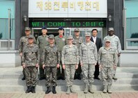 Gen. Lori J. Robinson, Pacific Air Forces commander (center), poses with 8th Fighter Wing and Republic of Korea Air Force 38th Fighter Group leadership during her visit to Kunsan Air Base, ROK, April 23, 2015. Robinson met with ROKAF 38th FG leadership to learn about the ROKAF flying mission at Kunsan, which is the only base on the Korean peninsula where U.S. Air Force and ROKAF flying units are stationed and train together. (Photo courtesy of ROKAF 38th FG Public Affairs) 
