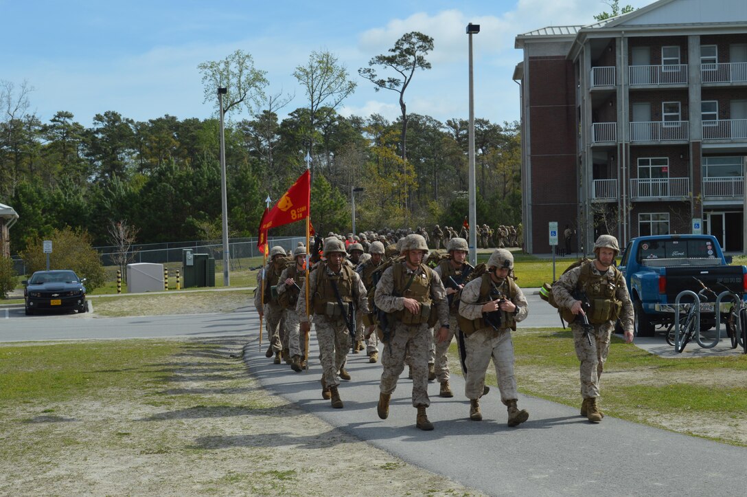 On 10 April 2015 8th Communication Battalion conducted a 9 mile conditioning hike to continue in a series of hikes to better prepare the Marines and Sailors of the BN for upcoming deployments. 