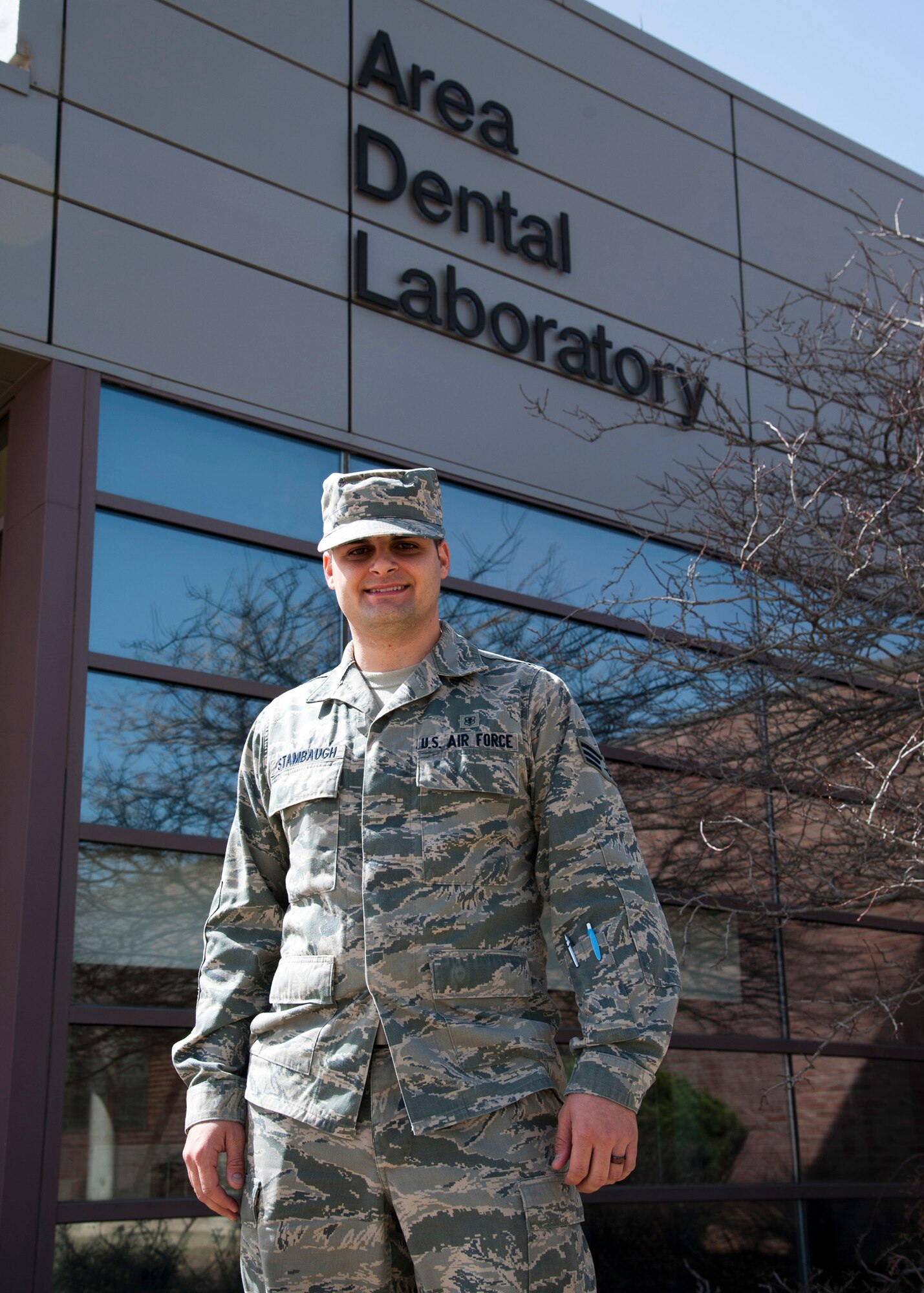 PETERSON AIR FORCE BASE, Colo. – Senior Airman Jonathon Stambaugh, 21st Dental Squadron dental lab technician, creates fixed dental works at the Area Dental Lab. From Palmdale, Calif., Strambaugh has been at the Peterson AFB ADL for approximately two and a half years and is working on a Biology degree at University of Colorado, Colorado Springs toward becoming a dentist. The ADL is one of three Department of Defense labs that provide fixed dental works along with removable dental works and services Department of Defense bases around the world. The other two ADLs are in Ramstein AB, Germany, and Kadena AB, Japan. (U.S. Air Force photo by Senior Airman Tiffany DeNault)