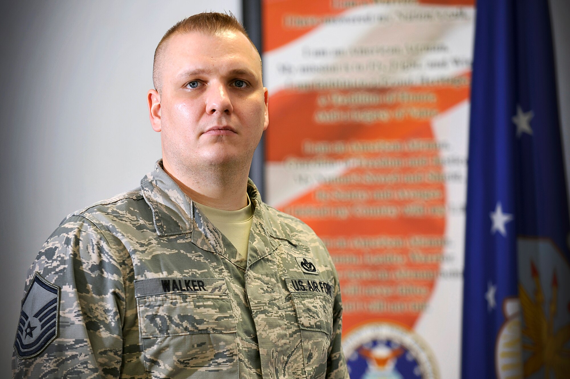 U.S. Air Force Reserve Master Sgt. Jeffrey Walker, in-service recruiter, shared his story about the unexpected circumstances that led him to become a recruiter for the AF Reserves during a visit to Misawa Air Base, Japan, April 23, 2015. Knowing firsthand the importance of informing Airmen about their options and planning for life after the military, he now strives to make outreaches to the Air Force community, as well as members the joint services. (U.S. Air Force photo by Senior Airman Jose L. Hernandez-Domitilo/Released)