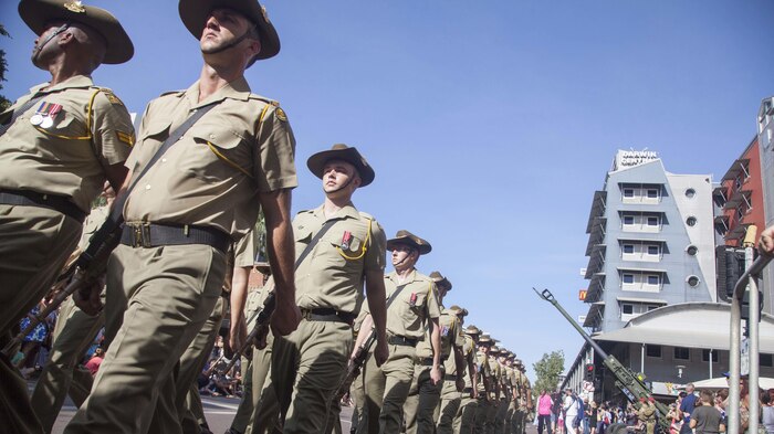 Soldiers with the Australian Army march in the Australian and New Zealand Army Corps Day Parade April 25 in Darwin, Northern Territory, Australia. ANZAC Day commemorates the landing of Australian and New Zealand troops on the Gallipoli peninsula April 25, 1915. This year marked the 100th anniversary of the landing. Marines with the Marine Rotational Force – Darwin participated in the ceremonies by laying a wreath on the cenotaph and marching in parades. MRF-D is an excellent opportunity to improve our knowledge of one another’s customs and traditions which ultimately strengthen our military interoperability. 