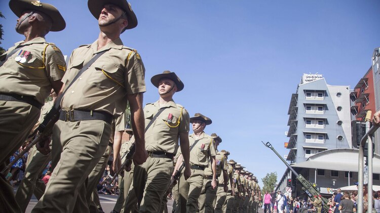 Soldiers with the Australian Army march in the Australian and New Zealand Army Corps Day Parade April 25 in Darwin, Northern Territory, Australia. ANZAC Day commemorates the landing of Australian and New Zealand troops on the Gallipoli peninsula April 25, 1915. This year marked the 100th anniversary of the landing. Marines with the Marine Rotational Force – Darwin participated in the ceremonies by laying a wreath on the cenotaph and marching in parades. MRF-D is an excellent opportunity to improve our knowledge of one another’s customs and traditions which ultimately strengthen our military interoperability. 