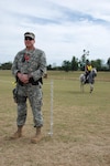 Kentucky National Guard Pfc. Justin Piercy, a soldier assigned to Headquarters Battery, 2nd Battalion, 138th Field Artillery, provides security at one of the horse competitions at the 2010 World Equestrian Games in Lexington, Ky., Sept 25.