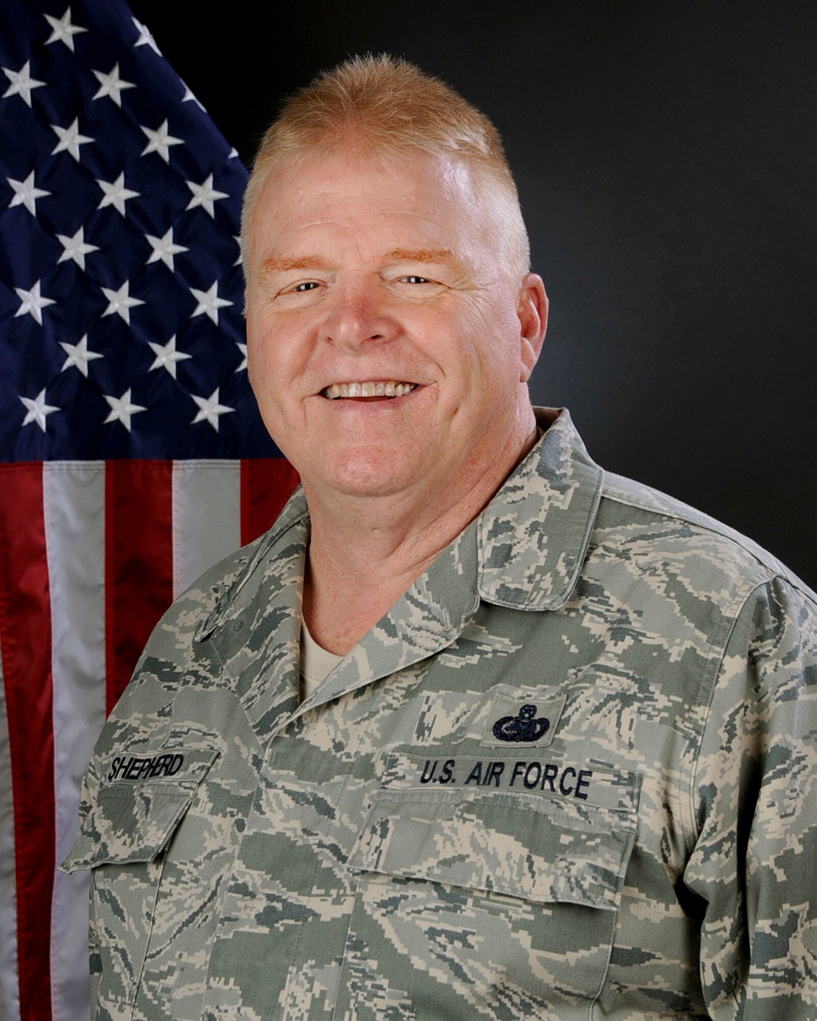 U.S. Air Force Chief Master Sgt. Lee Shepherd, 169th Fighter Wing Safety and Occupational Health Manager with the 169th Operations Group, South Carolina Air National Guard at McEntire Joint National Guard Base, April 28, 2015.  (U.S. Air National Guard photo by Tech. Sgt. Caycee Watson/Released)