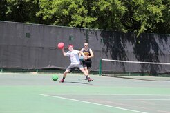 Service members participate in the second annual Dodgeball Tournament April 24, 2015 at Joint Base Charleston - Weapons Station, S.C. SPAWAR Systems Center Atlantic hosted the tournament to help raise awareness for Sexual Assault Awareness and Prevention Month.  The winning team "Crew Bravo" from Nuclear Power Training Unit Charleston beat out team "Code 11/51" from SPAWAR. (Courtesy photo) 

