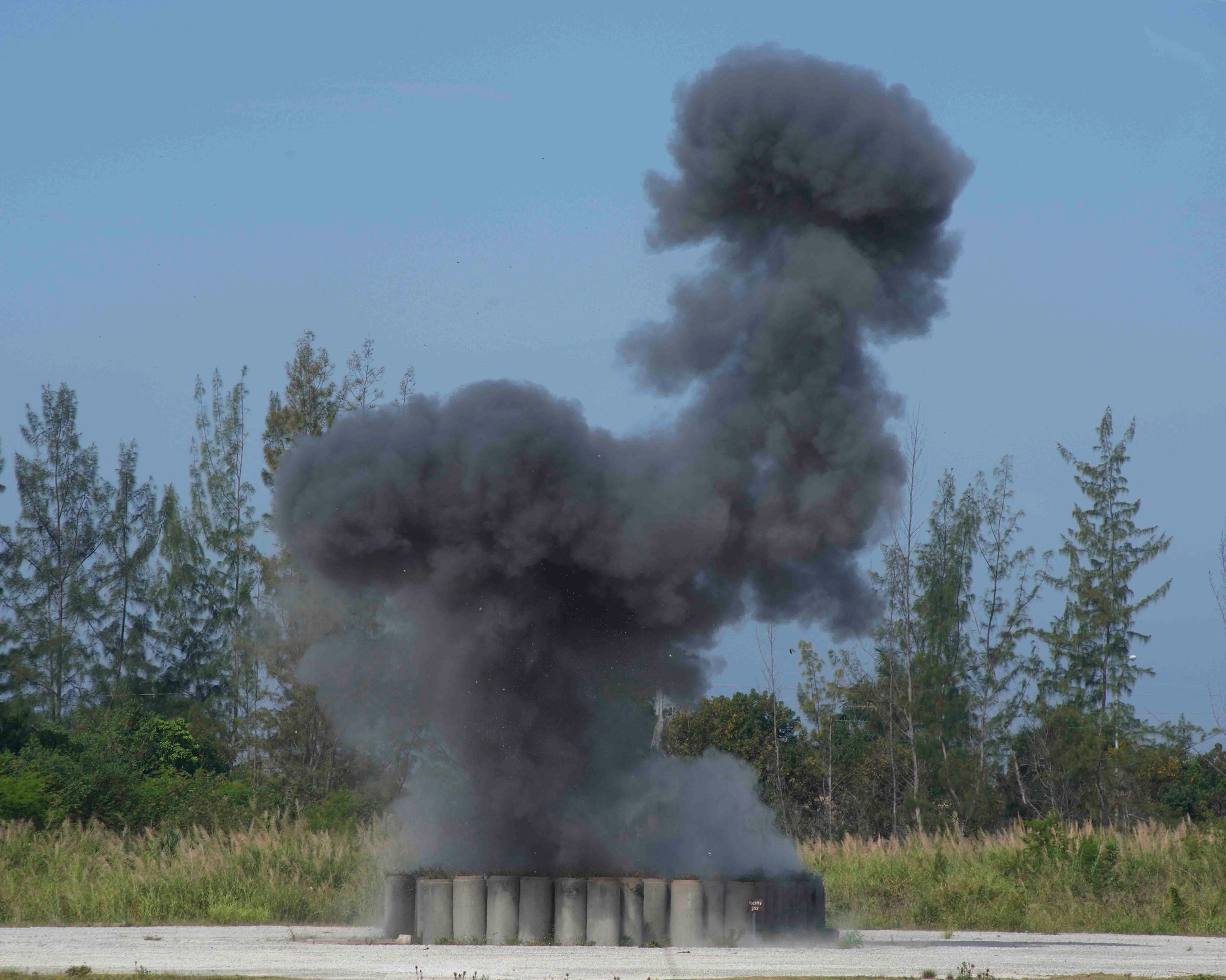 A cloud of smoke rises from a detonation conducted by the 482nd Civil Engineering Squadron Explosive Ordnance Disposal Flight at Homestead Air Reserve Base, Fla., March 25. The EOD Flight conducts this type of training regularly, as required. (U.S. Air Force photo by Staff Sgt. Jaimi L. Upthegrove)