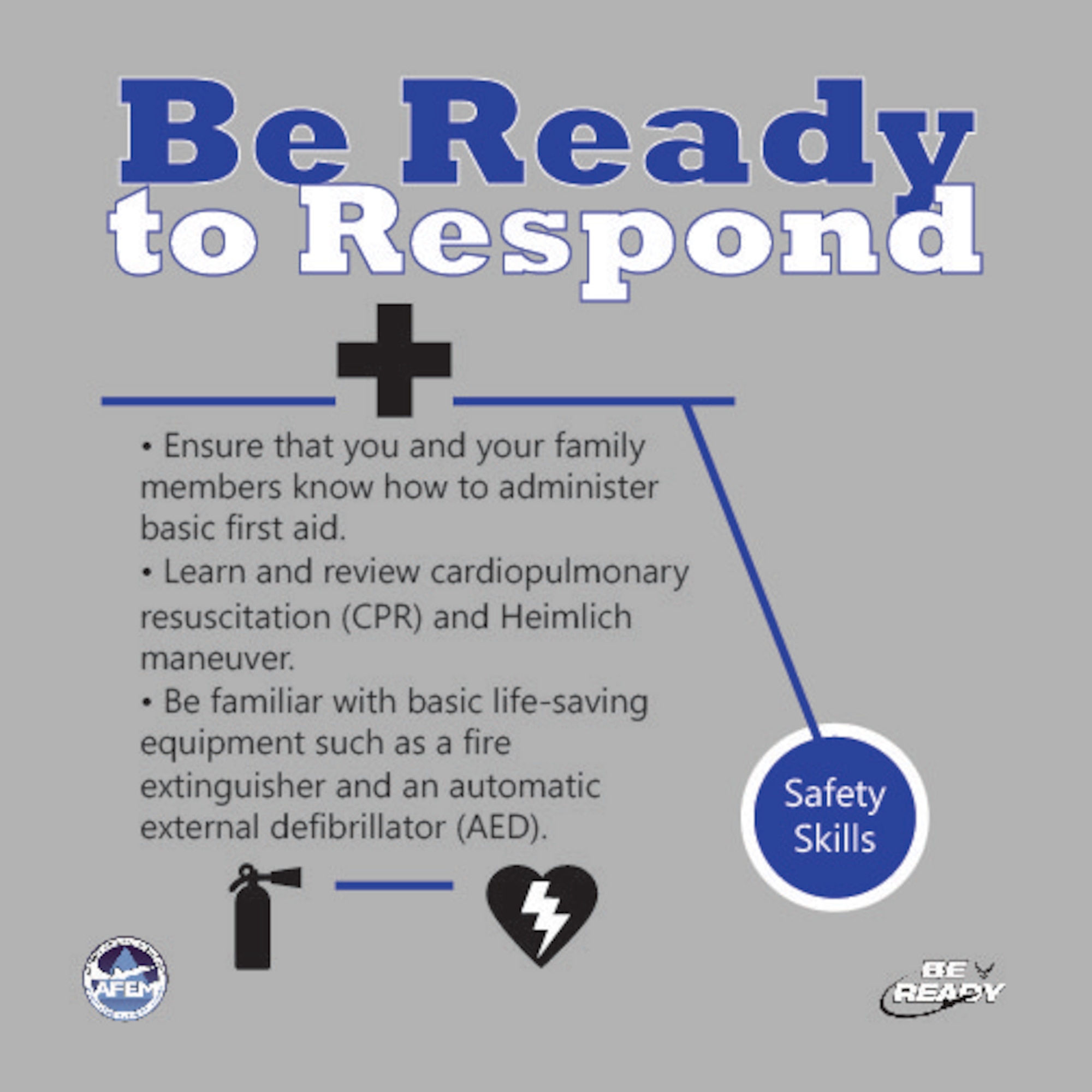 America’s PrepareAthon, an emergency preparedness campaign organized by the Federal Emergency Management Agency, serves as a reminder for all citizens to take necessary steps to be prepared for potential disasters. The Air Force Civil Engineer Center Emergency Management Division is leading Air Force participation efforts for the event. (U.S. Air Force graphic/Jess Echerri/Released)