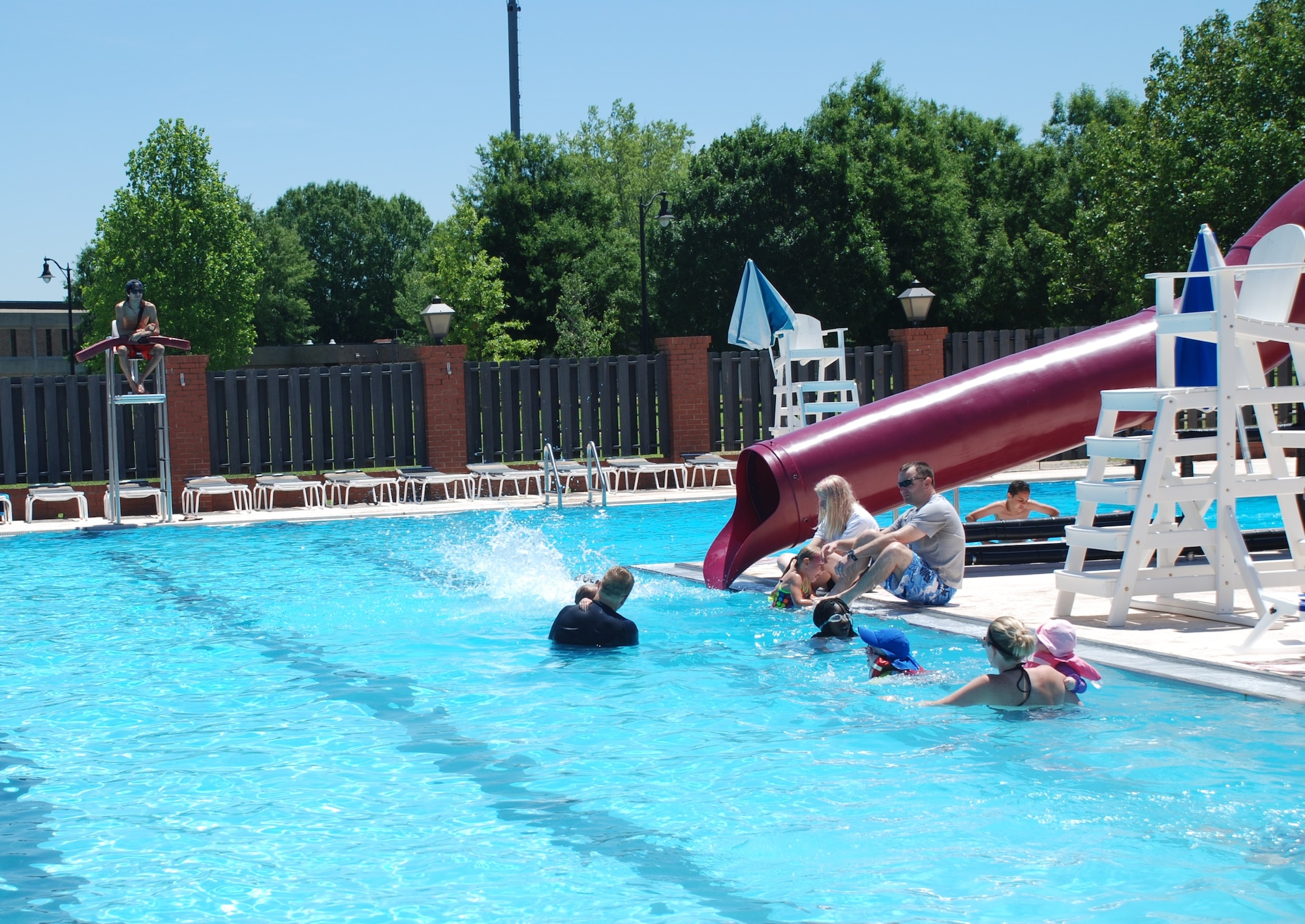 Team BLAZE members enjoy a day at the pool during Summer 2014 on Columbus Air Force Base, Mississippi. The pool opens May 22; season passes are available now and through the season at Outdoor Recreation. (U.S. Air Force courtesy photo)