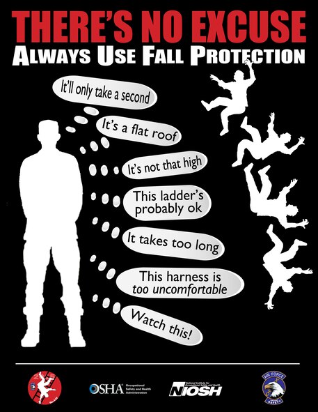 Air Force Ground Safety will sponsor Fall Protection Focus weeks May 4-15 to draw attention to fall prevention and reduce fall-related mishaps. 