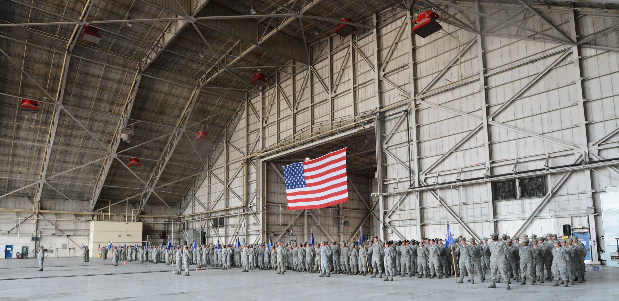 Reservists from the 512th Airlift Wing stand in formation Aug. 1, 2015, during the wing's change of command ceremony at Dover Air Force Base, Del. Col. D. Scott Durham assumed command of the 512th AW, where he previously was the Operations Group commander two years ago.