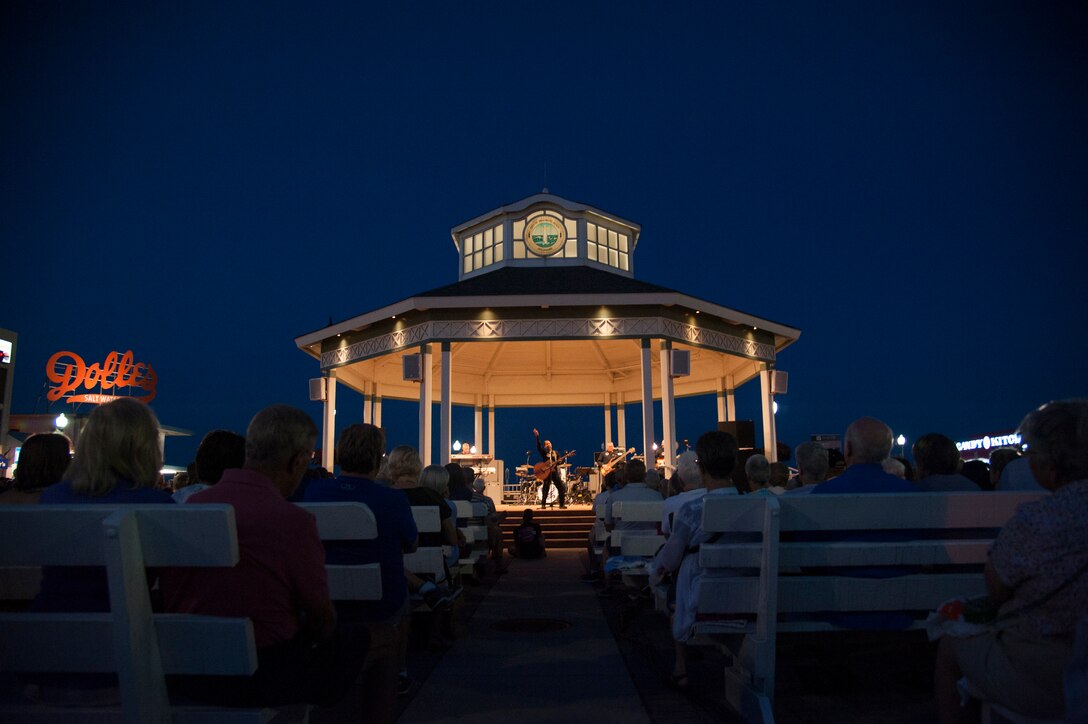 Max Impact, the premier rock band of the U.S. Air Force, performs at the
Rehoboth Beach Bandstand , in Rehoboth, Del.,  July 24, 2015. Stationed at
Joint Base Anacostia-Bolling in Washington, D.C., Max Impact is one of six
musical ensembles that comprise the USAF Band. (U.S. Air Force photo/Senior
Airman Jared Duhon)